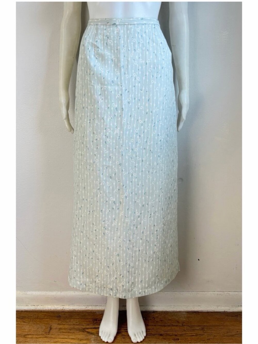 Vintage Green Abstract Striped Silk/Linen Maxi Skirt Size Small 26-28" Waist Y2K - Picture 7 of 7